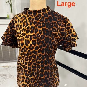 Leopard Print Short Sleeve Top